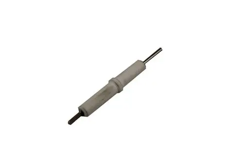 Zündelektrode in Weiß mit Metallspitze, geeignet für technische Anwendungen. Der Artikel ist mit Wolf Heizsystemen kompatibel.
